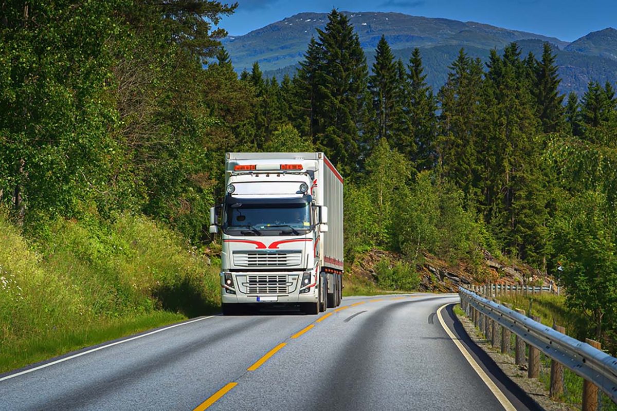 freight transport on a mountain road